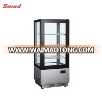 78L Small Commercial Stainless Steel Cooler Flat Glass Door Cake Display Showcase