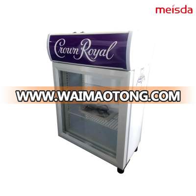 Low temperature freezing mini display cooler with front door and back door