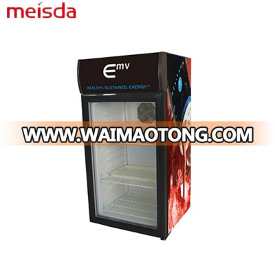 80L bar fridge, glass door beer display cooler,cooling by compressor