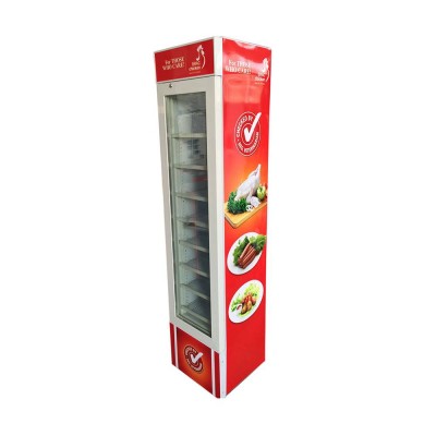 105l Slim Upright Frozen Foods Ice Cream Display Freezer For Supermarket